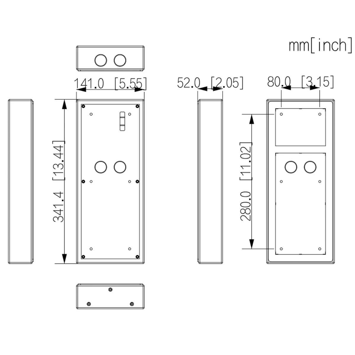 GOLIATH IP &amp; 2-Draht Video Türsprechanlage | 3-Fach Aufputzgehäuse | Aluminium | Regenabdeckung