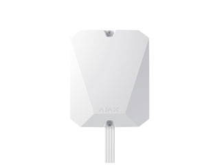 Ajax Hub Hybrid, weiß, nur Panel, bis zu 100 Geräte, 50 Benutzer. Protokolle: Jeweller, Wings und 8 Busleitungen Fibra, Kommunikation: Ethernet, 2x GSM 4G.